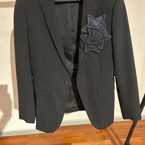 DSQUARED2 Elegant Black Blazer with Star Detail